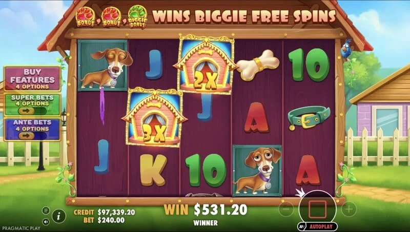 The Big Dog House - ชนะในเกมพื้นฐาน